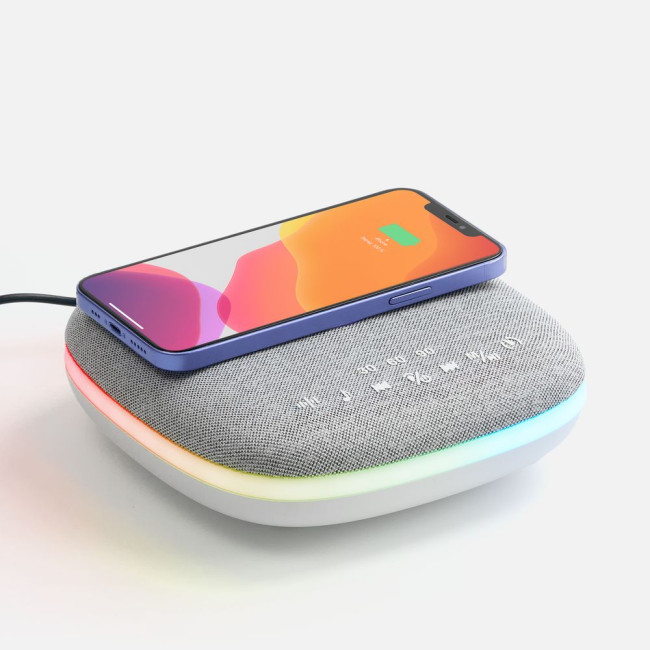 Bluetooth-колонка с беспроводной зарядкой и подсветкой Terrafonic, серая Bluetooth-колонка с беспроводной зарядкой и подсветкой Terrafonic, серая
